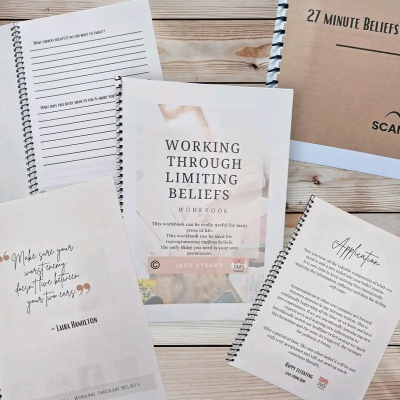 working through limiting beliefs workbook plus training video by Jade at JMS Wellbeing Special Edition 1