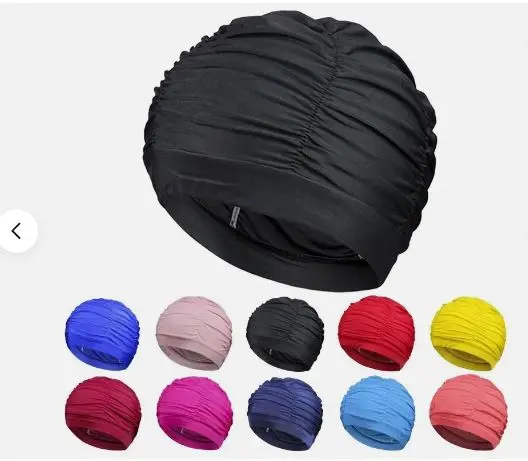 New Nylon Swimming Cap for Men and Women with Long Hair - Soft and Elastic Pool Hat, Pleated Large Capacity XL Size (Head Circumference: 48cm to 70cm)