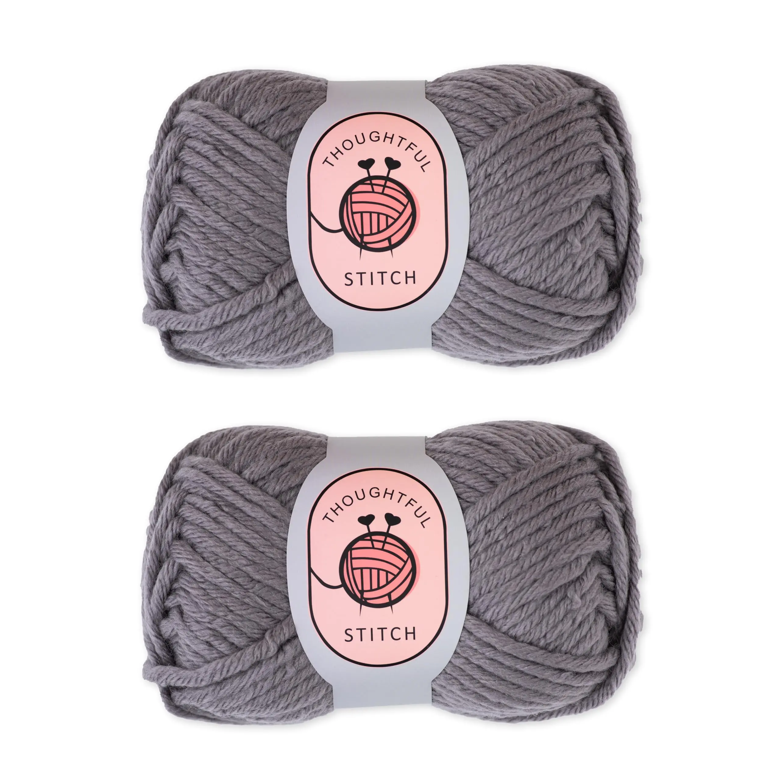 THOUGHTFUL STITCH Wool Mix Yarn (2 Pack of 55m) – Luxurious Knitting & Craft Yarn, Soft and Durable, Ideal for Chunky Knits – Misty Grey