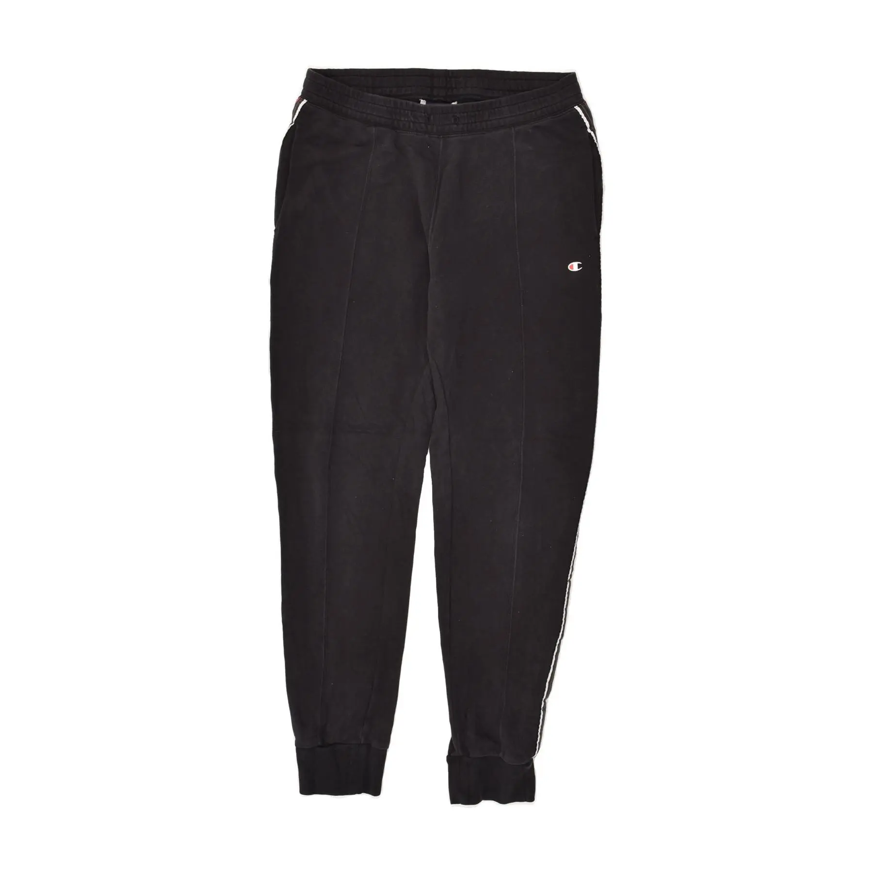 Pre-Owned Vintage CHAMPION Mens Graphic Tracksuit Trousers Joggers Medium Black Cotton