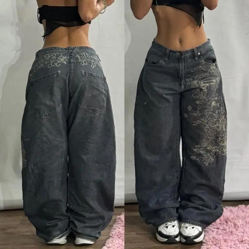 Streetwear New Fashion Oversized Print Baggy Jeans Y2K Harajuku Hip-hop Vintage Pop Gothic High Waist Wide-leg Pants Trousers 6