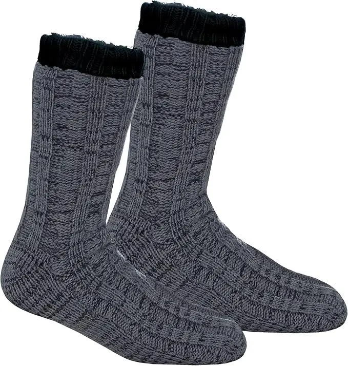 Mens Slipper Socks Thermal Fluffy Winter Warm Chunky Sherpa Fleece Lining Cosy Lounge Bed Socks Anti Slip Cabin Socks 2