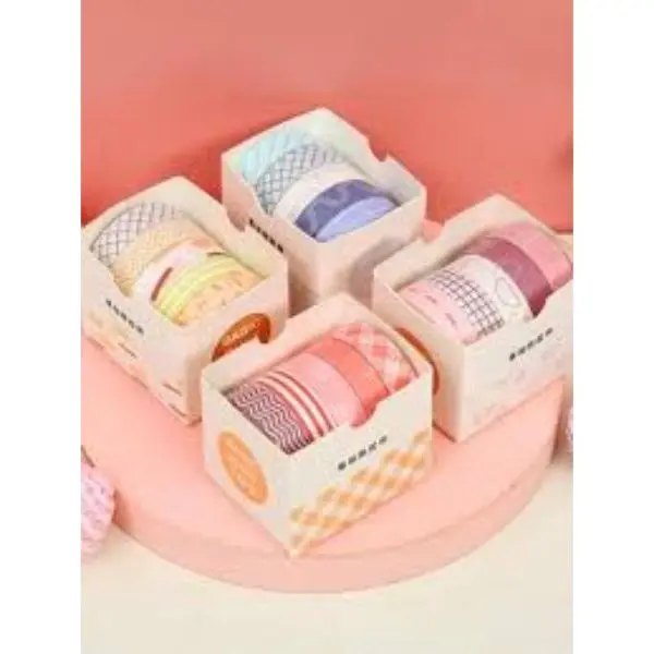Diamond Art - Washi Tape Set of 5 Rolls, 0.39 inch Width x 6.6ft Length, Durable Paper, Soft Adhesive, Easily Removable, for Labeling, Decorating in Classroom, Office & Home 0