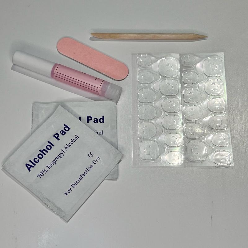 Crystal frenchies press on nails with application kit included! 3