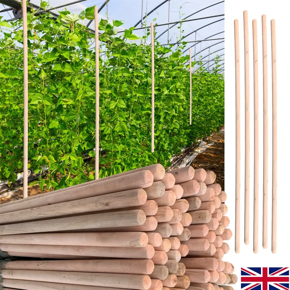 5 Wooden Handles 4Ft 120Cm Thick Flower Supports Plant Support Stick Garden Pole