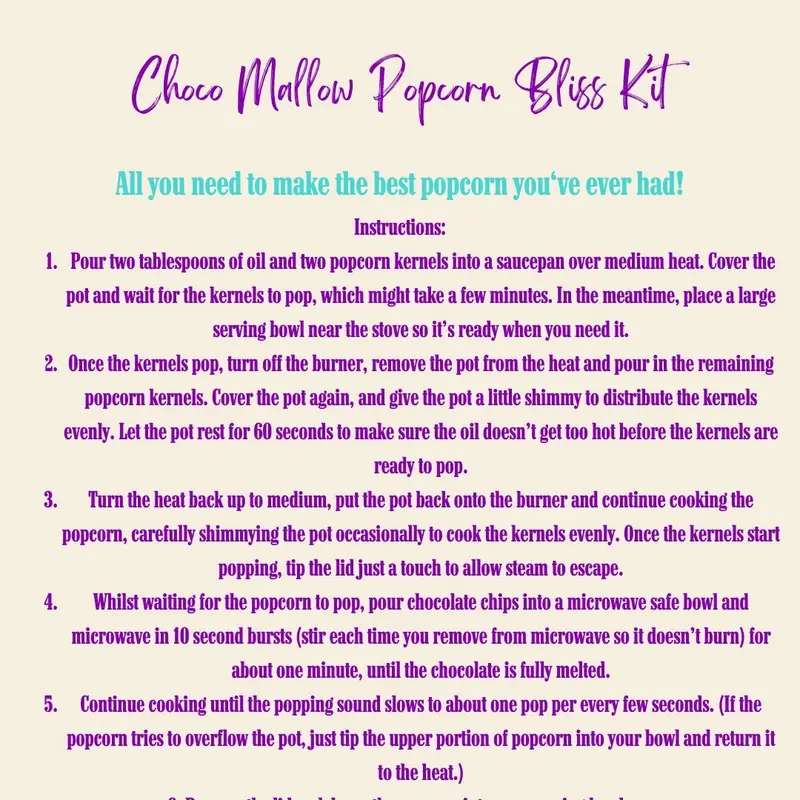 Popcorn Gift Make Your Own Choco Mallow Popcorn Bliss Kit Children's and Teen's Food Activity Gift Box Popcorn Kit 6