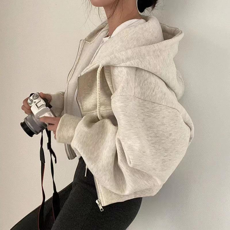 Product Introduction of Fashion Zipper Hood Sweatshirt Women Autumn Long Sleeve Crop Tops Casual Y2K Hoodies Streetwear Harajuku Female Jackets Coats 5
