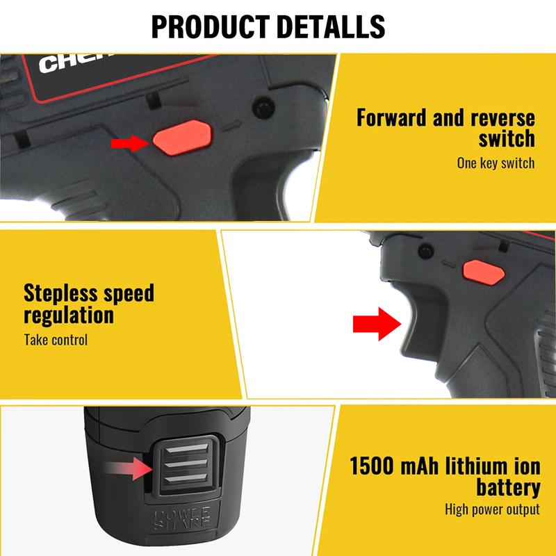 2 Battery 21V Cordless Drill Combo Accessories 2 Battery Screwdriver Accessories Set UK 3