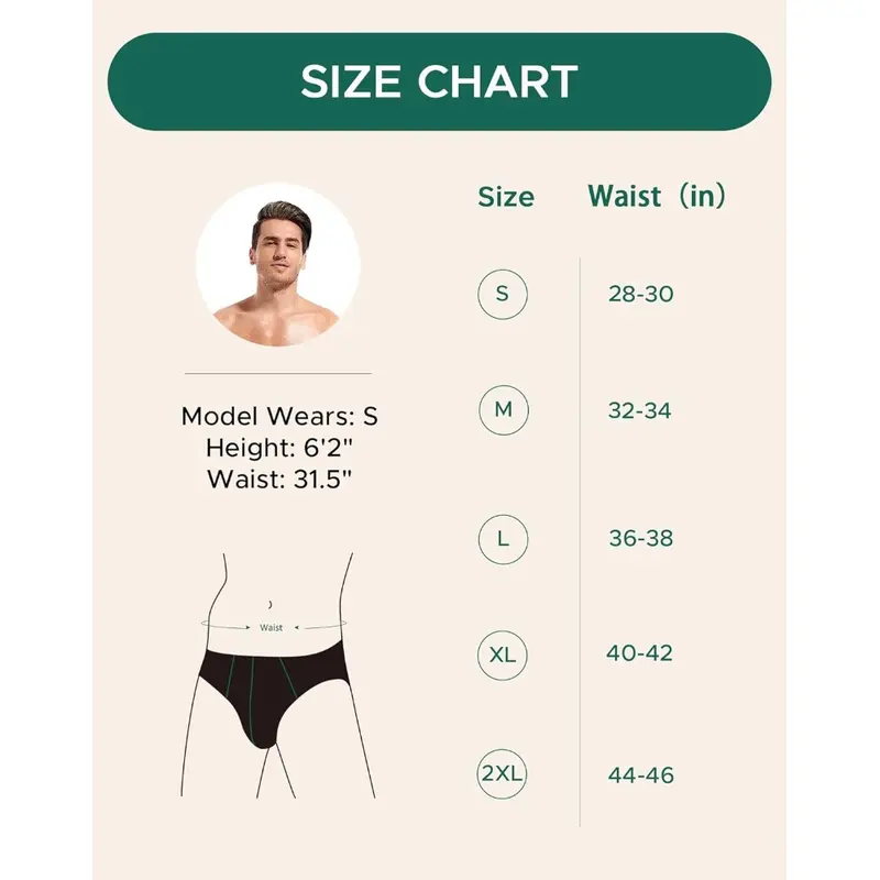 Mens Briefs Underwear Soft Cotton Underpants with Fly High Waist Pants Pack of 4 5