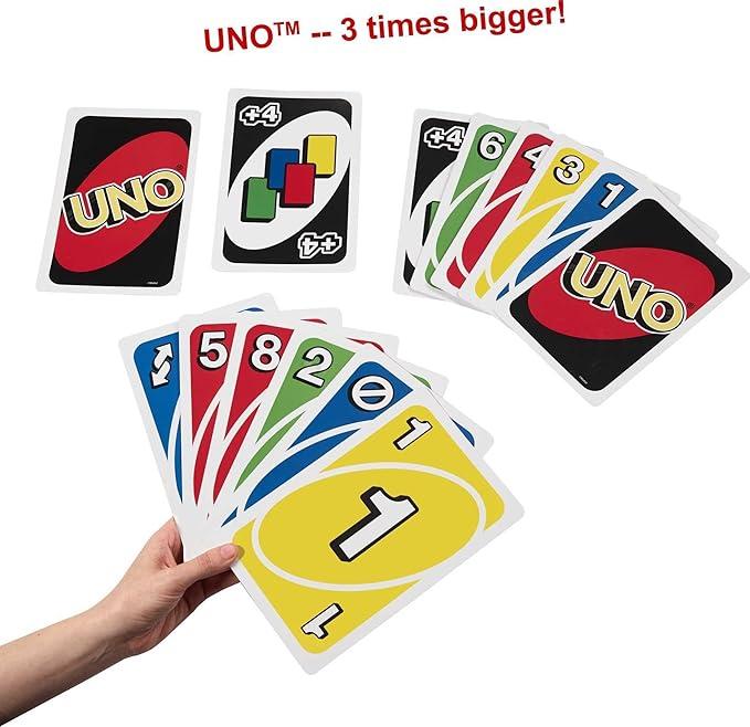 Mattel Games UNO Card Game for Kids, Adults & Family Night, Oversized Cards & Customizable Wild Cards for 2 to 10 Players 1