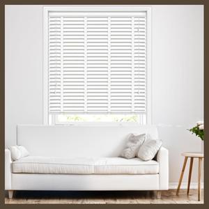Funky Gadgets  Made to MeasureWhite Faux Wood Venetian Blinds with Decorative Tape - 50mm Slats - Home Office Window Trimmable Blinds