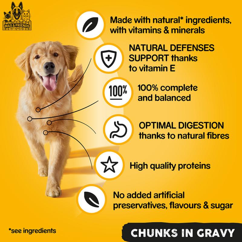 Product Introduction of Pedigree Mixed Wet Adult Dog Food Mixed In Gravy Chicken X 6, Lamb X 3 & Beef X 3 (12x400G) Available In 12,24 & 36 Pack 7