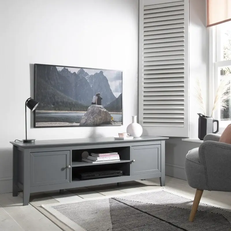 Karlstad TV Unit with Storage in Classic White or Grey 4