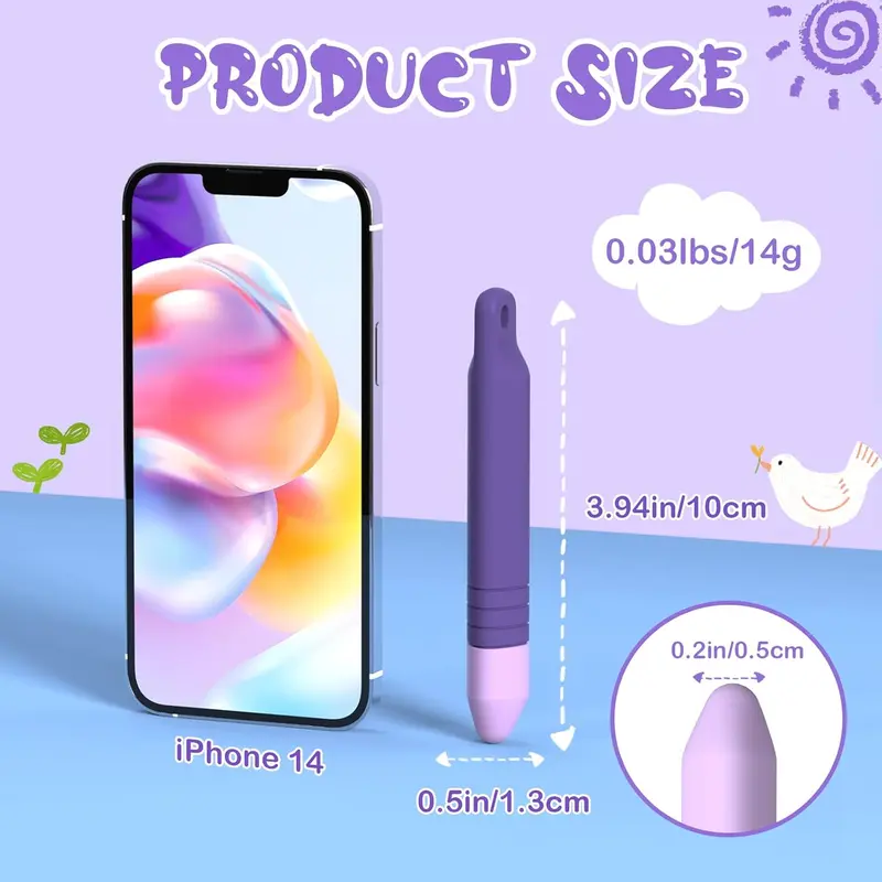 Stylus Pens for Touch Screens with Tethers - Mixoo Anti-Rolling Tablet Stylus 2 Pack for Kids, Compatible with iPad, iPhone, Tablets, Kindle and All Touch Screen Devices (Blue+Purple) 2