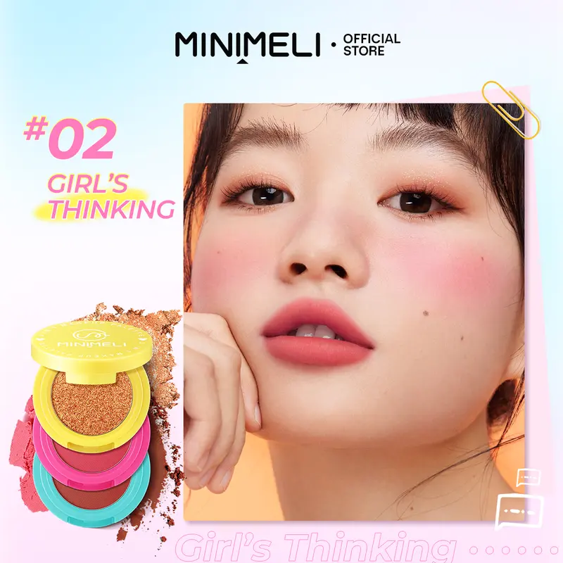 MiniMeli Xmas Gift 3 in 1 Blush Makeup Palette GRWM - Eyes, Cheeks, Blush - Beginner Friendly, Travel Size Cosmetic, Longlasting - Christmas Gift 2