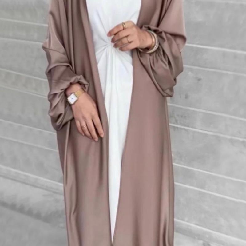 WAFA Collection Satin Open Abaya - Elegant and Silky Soft - Belt, Womenswear, Casual, Loose, Dress 4