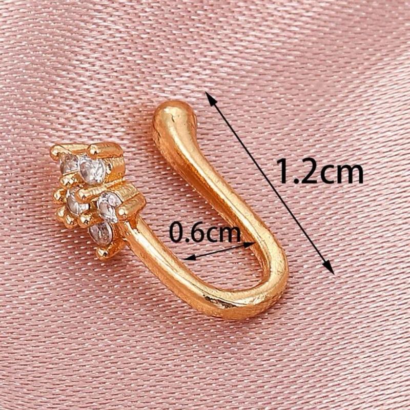 Copper Cubic Zirconia Decor Nose Cuff For Women And Men, Punk Non Piercing, A Fashionable Body Jewelry Gift For Any Occasion 2