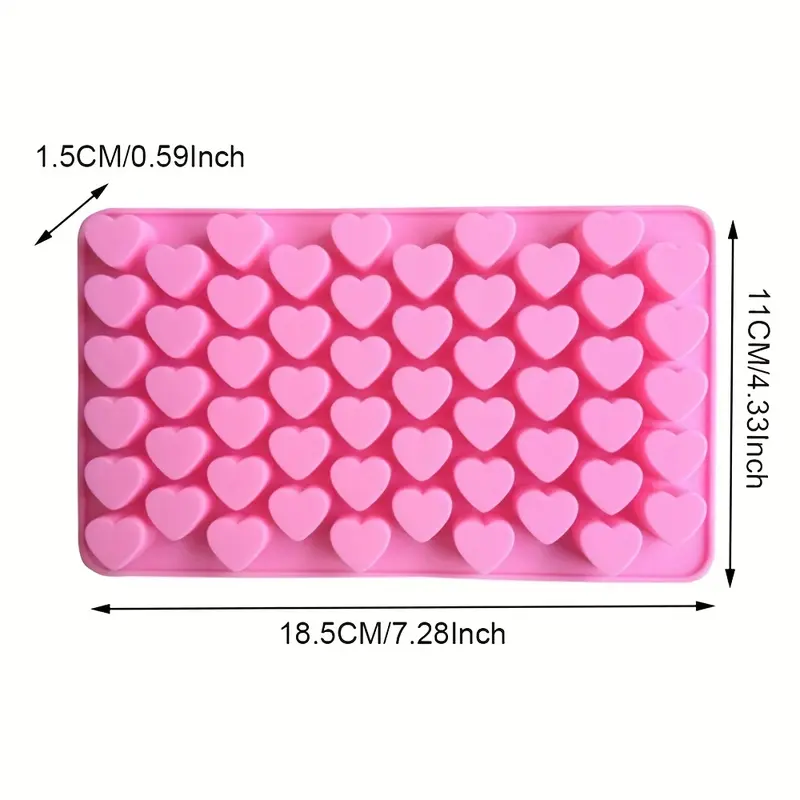 1pc 55 Holes 3D Ice Cube Tray Mini Heart Silicone Mold Chocolate Fondant Mould Pastry Jelly Biscuit Baking Cake Decoration Tools Kitchen Accessories 2