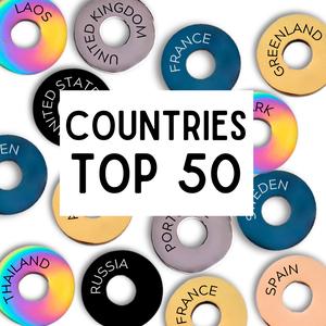Top 50 Country Rings / Tokens for Travel Memory Keyring - Most Popular 50 Countries