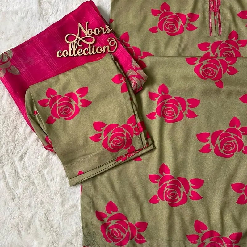 PREMIUM PRINTED LINEN   •Airjet Digital Printed Linen Shirt & Trouser  •Diamond voil fancy Digital Printed Printed Check Duppata Overalls Xlarge to 3xlarge have shalwar.. Comfort Fabric 4
