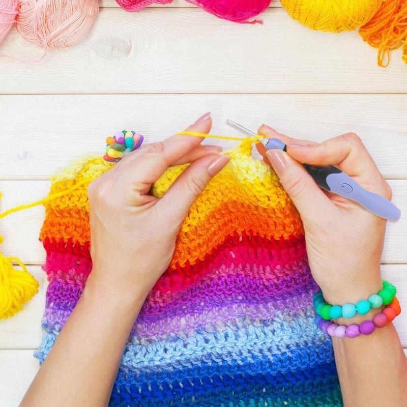 9 in 1 USB Light Up Crochet Hooks Knitting Needles LED Sewing Tools Set Kit UK 4