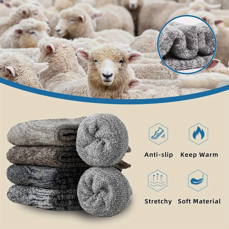 Product Introduction of 5 Pairs of Men's Heavyweight Wool Thermal Socks - Thick & Warm Crew Socks for UK Sizes 7-11, Perfect Gift for Winter 7