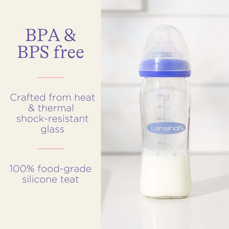 Lansinoh Glass Feeding Bottles 160ml with NaturalWave Teat for breastmilk or combi feeding 3
