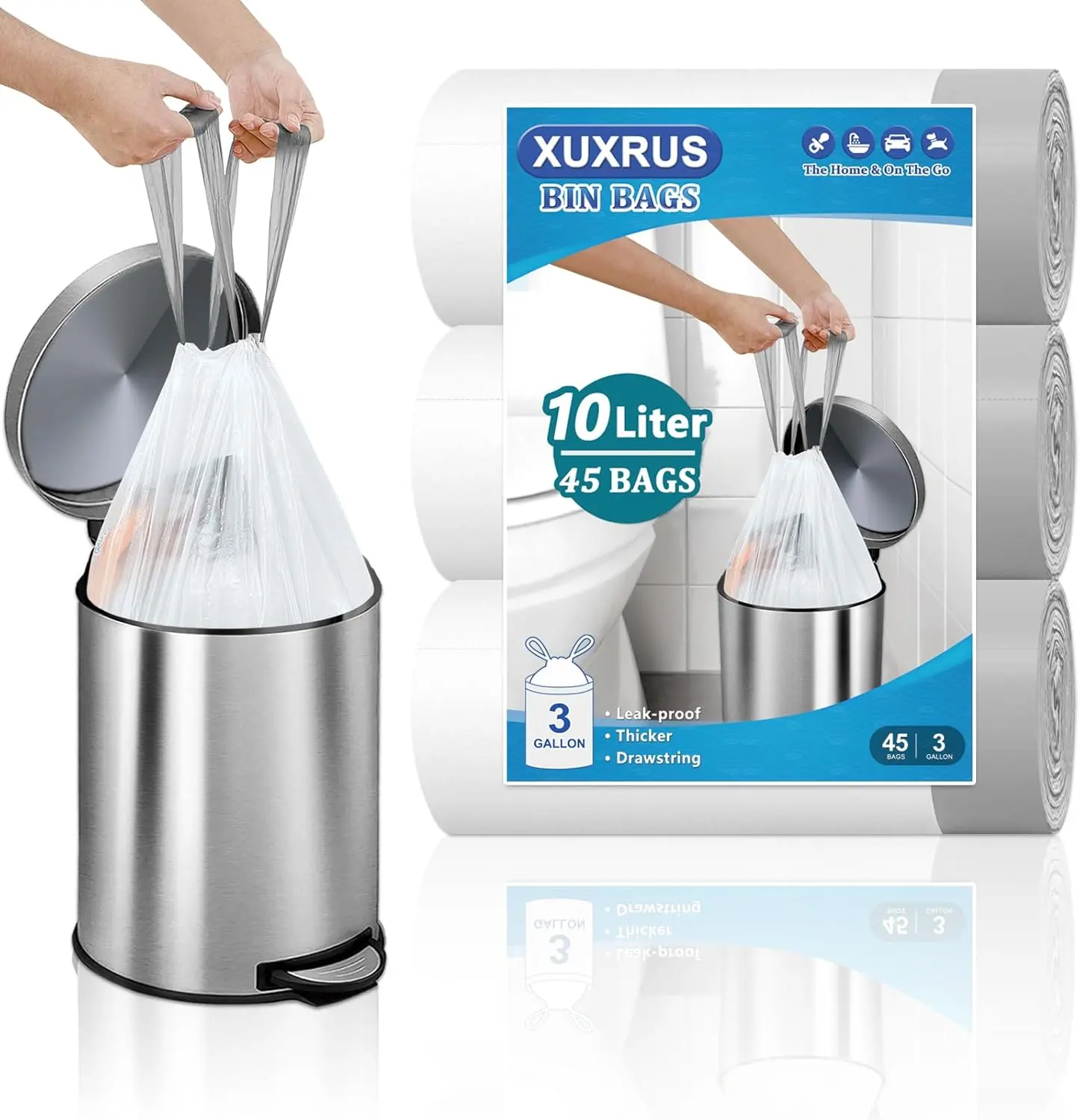 glow dark bin bags XUXRUS Small Bin Liners Clear Plastic Garbage Bags Wastebasket Trash bags Star Pack Pet