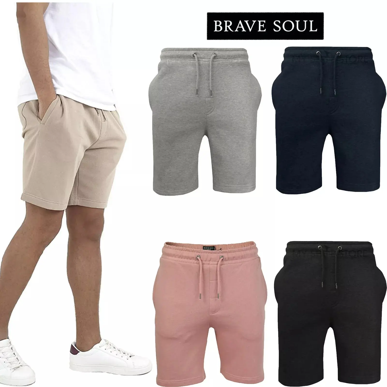 Brave Soul Men's Jogging Shorts Sweat Baggy Joggers Running Jersey Fleece Bottoms