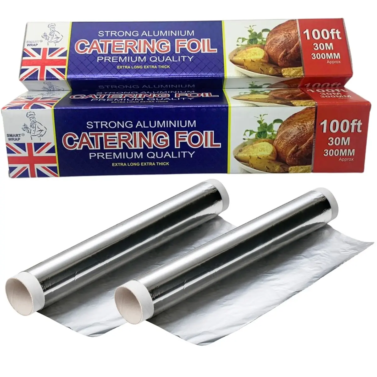 Value Twin Pack Aluminium Foil 100ft/66ft/50ft extra long and wide Cookware Cover Disposable
