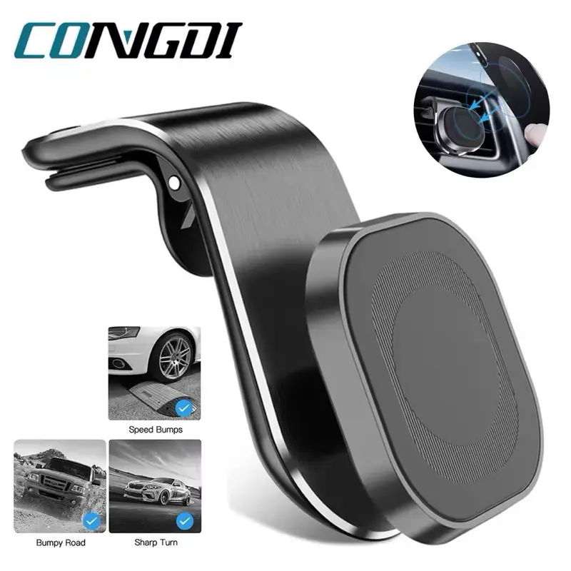 360° L-Type Magnetic Car Phone Holder for iPhone Samsung Smartphone Stand - Cellphone