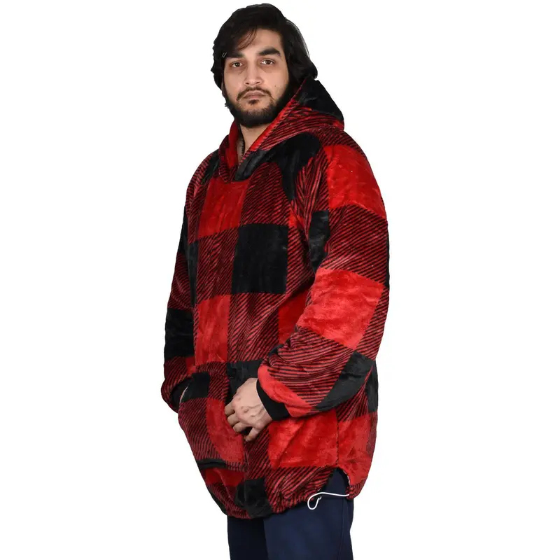 Oversized Long Sleeve Soft Blanket Hoodie Big Check2 - Heavy 1