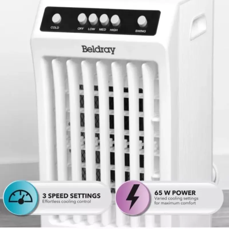 Beldray Air Cooler 6 Litre 3 Speeds Swing Function Carry Handles & Wheels 7