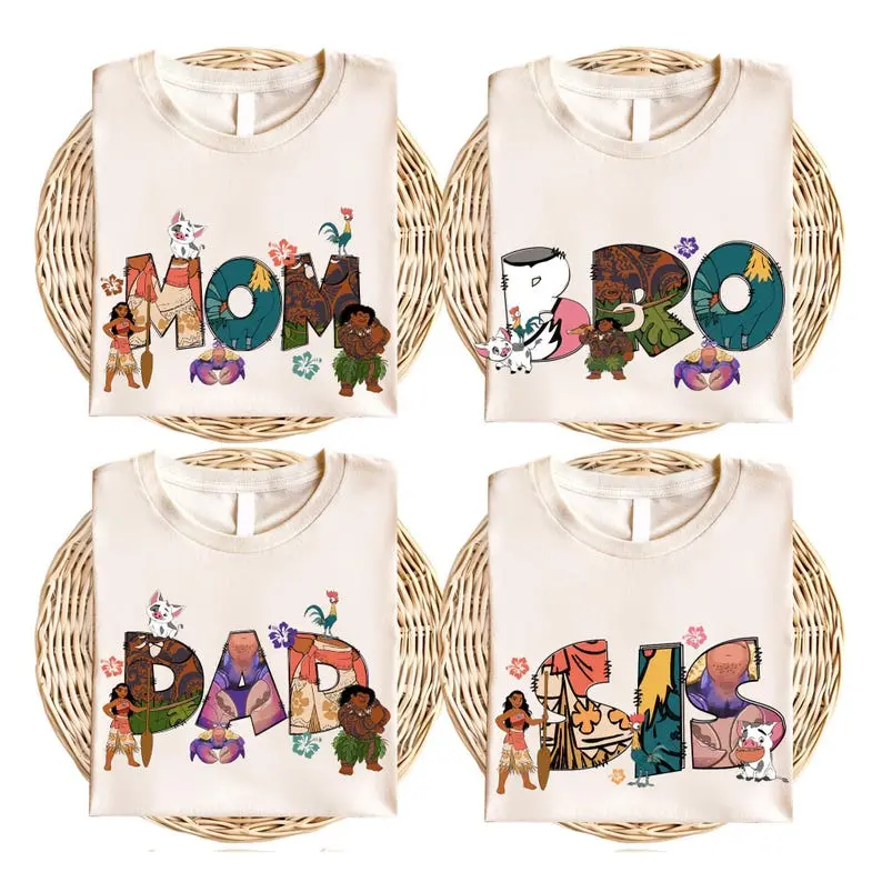 Moana Mom Dad T-Shirt, Custom Princess Moana Family Tee, Maui Sweatshirt, Hei Hei and Pua Mama Dada Tee, Disneyland Trip Shirt