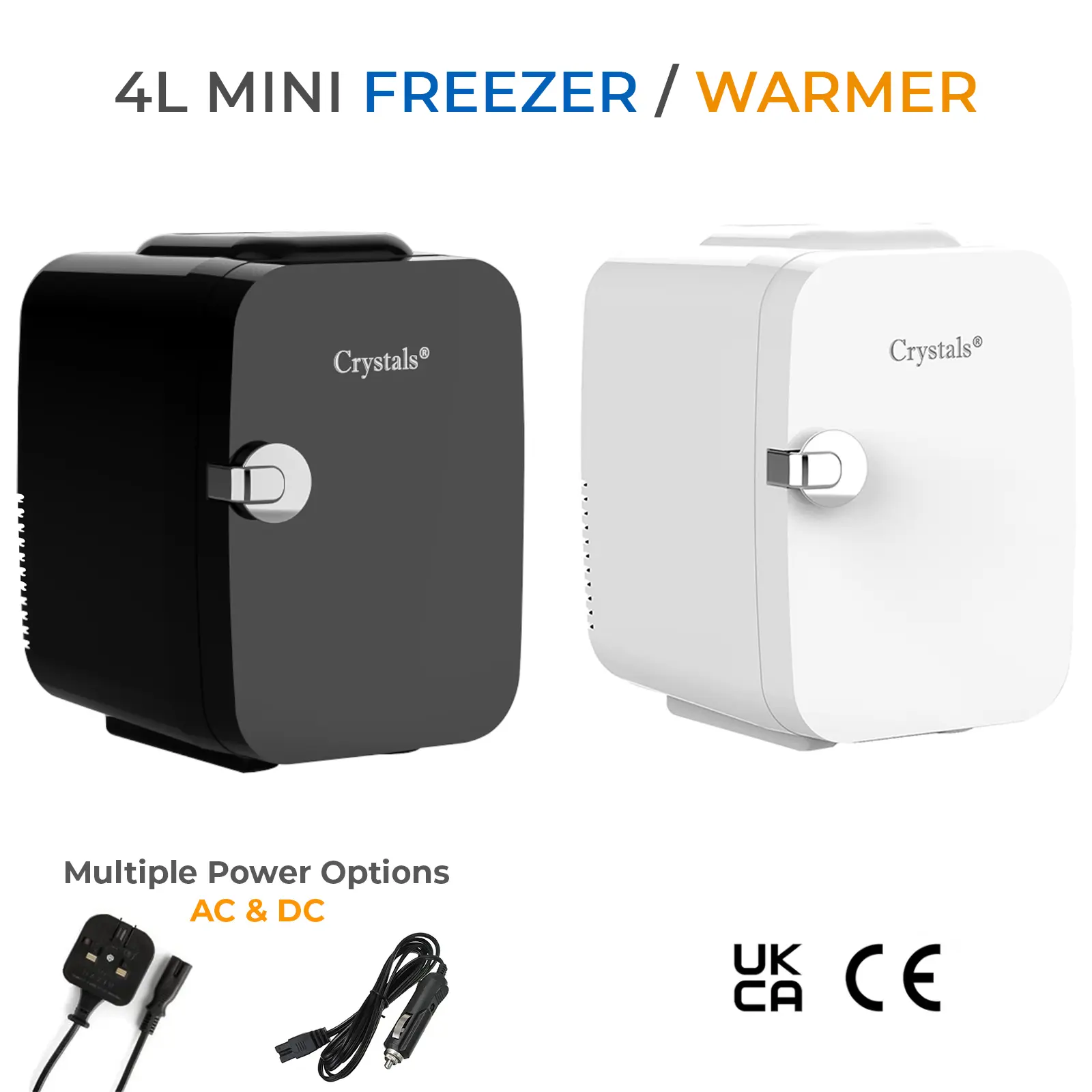 Crystals 4L Portable Mini Fridge Table Top Electric Small Cooler for Home, Office, and Car