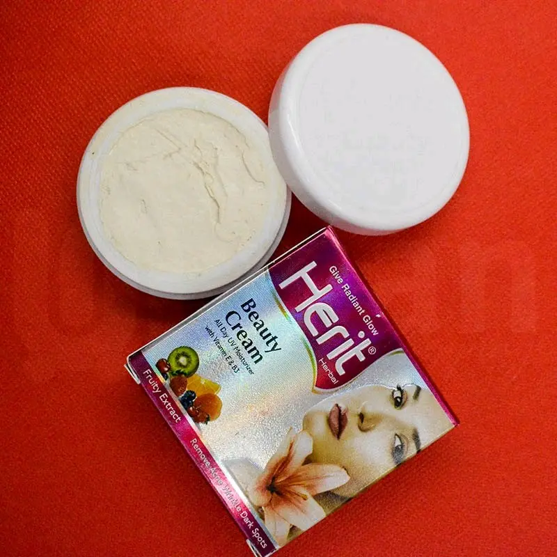 Herit Herbal Beauty whitening Cream for dark spots and All-Day UV Moisturizer with Vitamin E & B3 | 30g | Instant Glow & Anti-Aging Benefits all day lasting and  Comfort Skin Repair Moisturizing Skincare moisturiser Nourishing Soothing Acne Lightweight 3