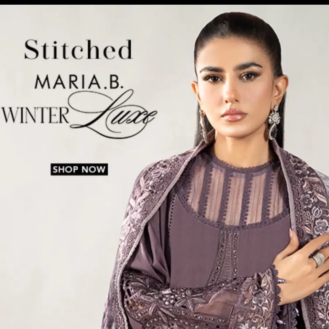 Maria B Winter Luxe Collection Unstitched Clothing for Women - Traditional Long Sleeve Dress