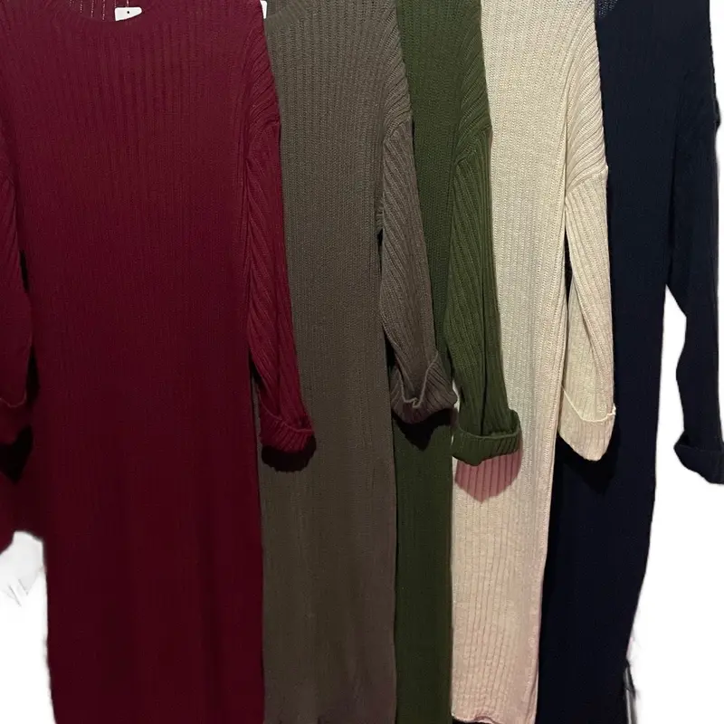 Women's Long Cozy Knit Dress with Turn Up Sleeves - Casual Maxi Dress for Curvy Jumper - Womenswear Winter Comfortable Elegant Evening 4