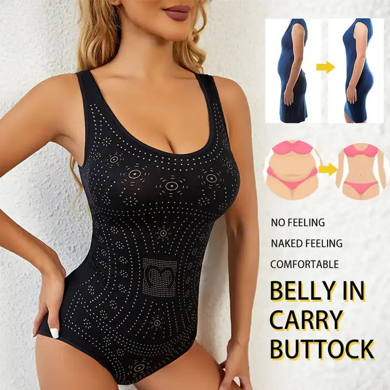 Women Seamless Comfy Bodysuit Shaper Printed Plus Size Tummy Control Shapewear Flat Belly Slimming Body Shapers Corset Tank Top 2