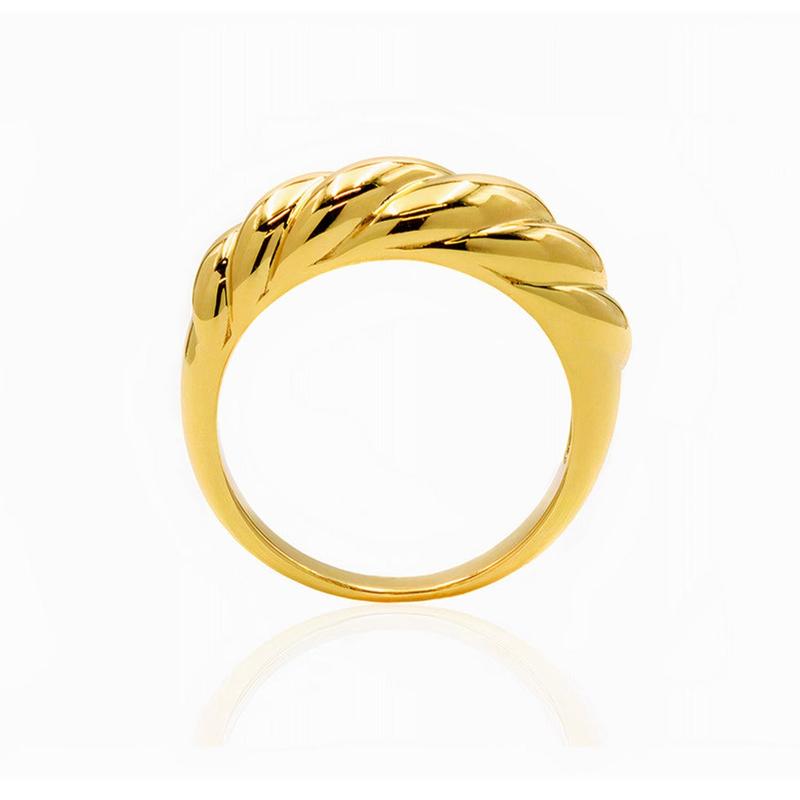 Croissant Dome Twisted Statement Ring in 18K Gold on Sterling Silver - Handcrafted Ethically 6