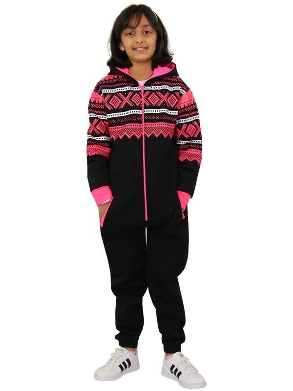 A2Z 4 Kids Fleece Onesie Girls Boys Aztec Snowflake Print All In One Jumsuit Playsuit Nightwear New Age 5-13 Years 6