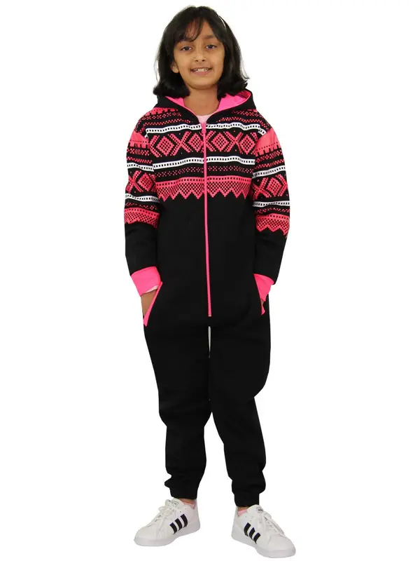 A2Z 4 Kids Fleece Onesie Girls Boys Aztec Snowflake Print All In One Jumsuit Playsuit Nightwear New Age 5-13 Years 6