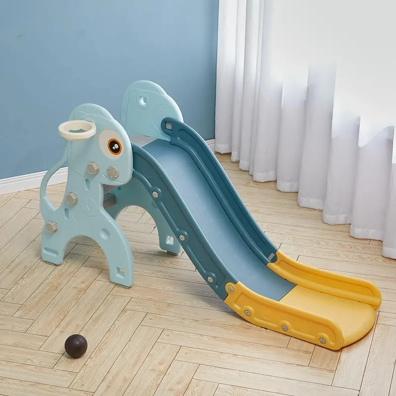 Livingandhome Freestanding Kids Slide Climber Indoor Outdoor Toy Basketball Hoop 0