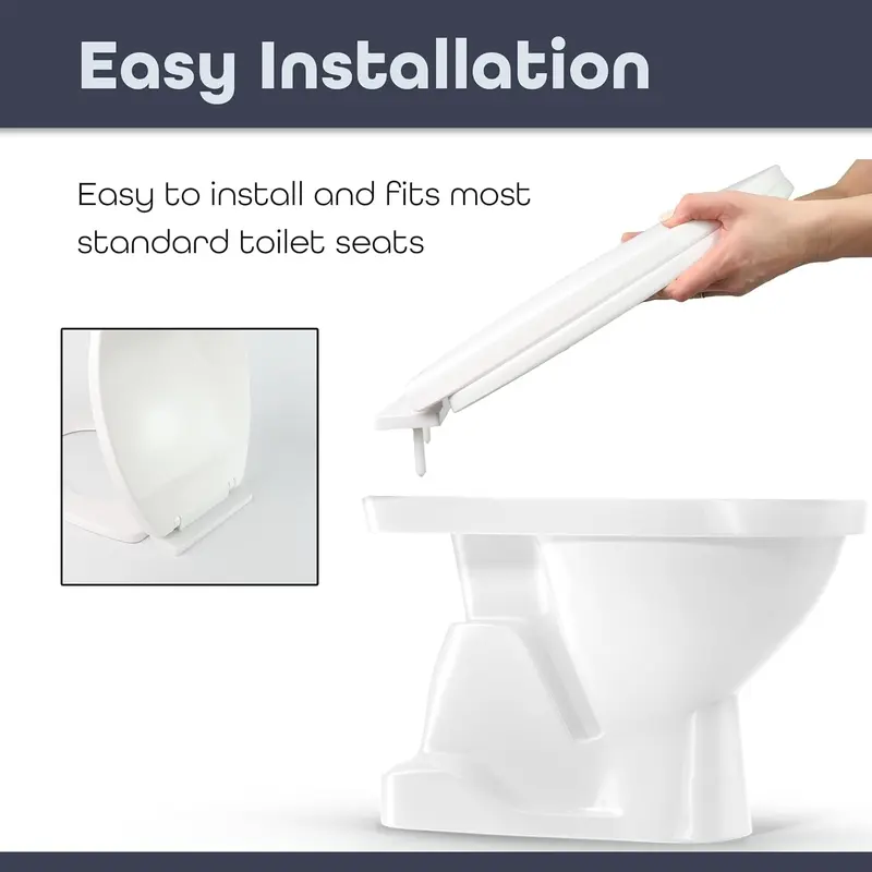 Quick Release Toilet Seat - with Soft Close & Hinges for Easy Cleaning Universal Bathroom Bowl Seating Thermoset Lid 45.5x38.5x5cm, White 4