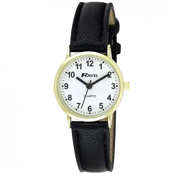 Ravel Women's Elegant Classic Strap Watch - Black/Gold/White R0129.16.2