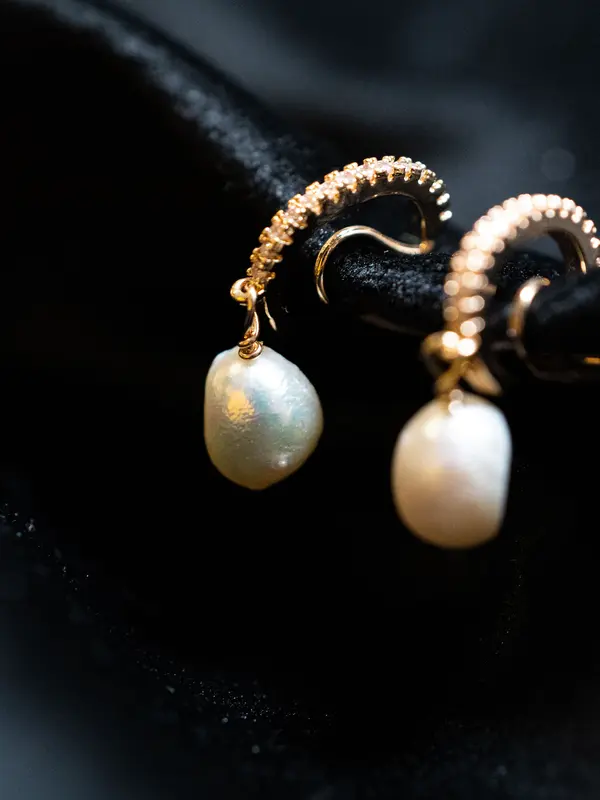 Baroque Pearl Clip on Earrings, Pearl&CZ Dangle Clip on Earrings, Bridal Clip on, Drop Clip on Earrings, Wedding Earrings, Invisible Clip on 6