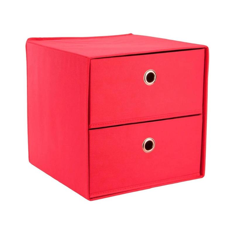 2-Drawer Storage Box Cube Canvas Boxes Basket Collapsible for Closet Wardrobe Organiser Shelf Toys Clothes, Premium size 32cm Square. Available in Black, Blue, Purple. Bedroom Fabric Garments Storage. Makeup storage organiser. Bedroom 4