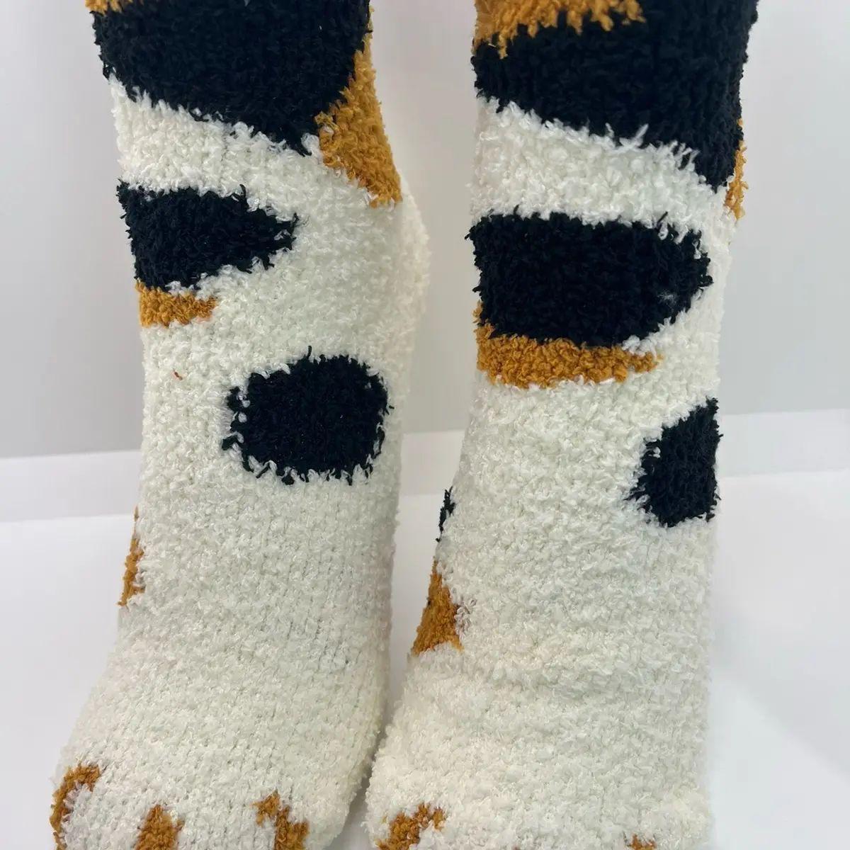 Animal fleece cat print slipper socks fun cats womens gift kitten tabby teddy socks Womenswear Fits