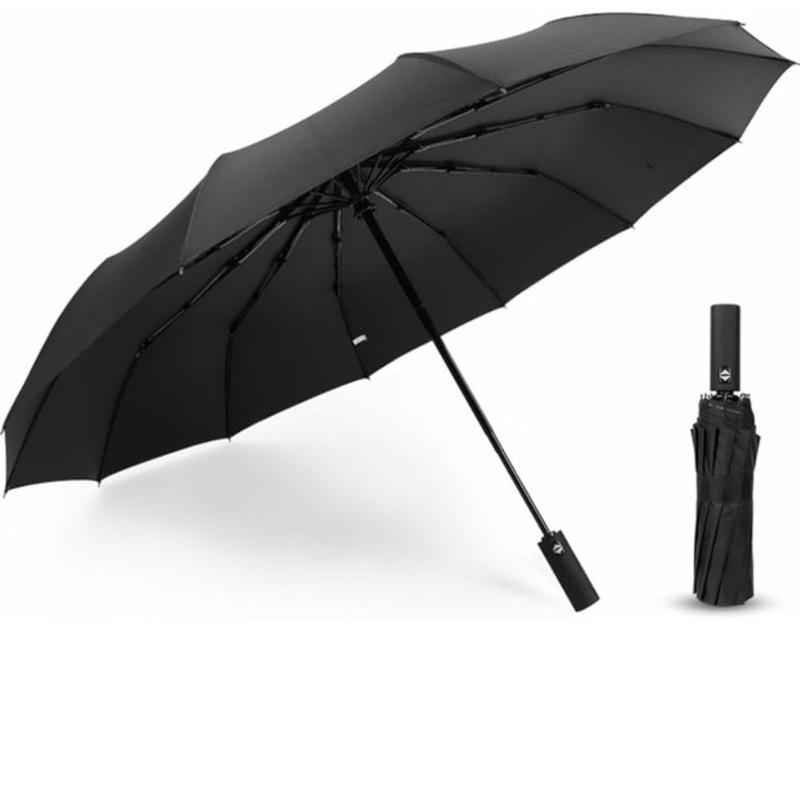 Automatic folding umbrella, Black Umbrella, Windproof Travel Umbrella, Automatic Compact 10-rib Strong, Auto Open Close Lightweight Folding Portable Backpack Umbrella Wind Resistant Rain Proof 1
