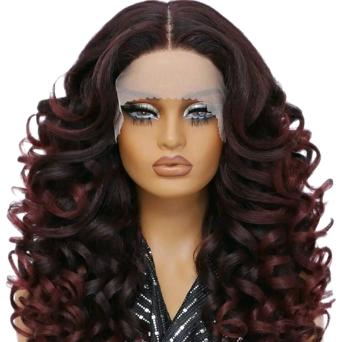 24 Inch HD Lace Front Wig, Curly Synthetic Hair for Black Women - T-Part Style